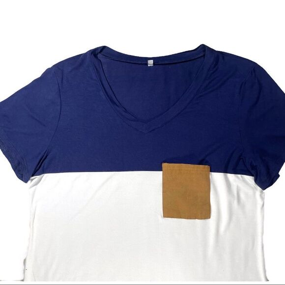 Amazon Faux Suede Pocket Color Block Tee Sz L - Picture 5 of 12